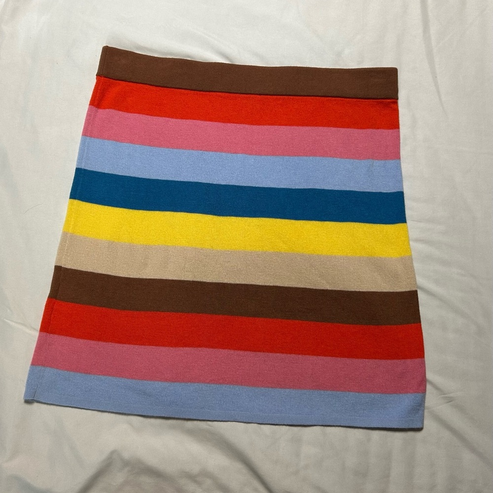 KULE Anthropology Multicolor Striped A-Line Skirt